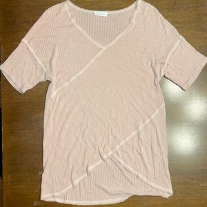 Light pink v neck shirt